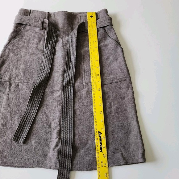 WILFRED ARITZIA Wool Blend Skirt Womens 0 Pockets Belt 27" Waist Taupe Mushroom - Picture 14 of 16